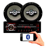 Kit Som Carro Radio Mp3 Bluetooth Usb 2 Falantes 6 Poleg