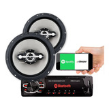 Kit Som Carro Radio Mp3 Bt 2 Usb E Par Alto Falantes 6 Poleg
