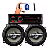 Kit Som Carro Radio Mp3 Bt 2 Usb Par Alto Falantes 6 Poleg