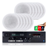 Kit Som Residencia 300w Bluetooth 12 Caixas P gesso Brancas