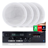 Kit Som Residencial 300w Bluetooth 4 Caixas Gesso Acustica