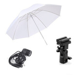Kit Sombrinha Difusora Branca Soquete E27 Suporte Flash
