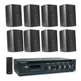 Kit Sonorização Ambiente Slim 1800 Bluetooth 8 Caixas Frahm