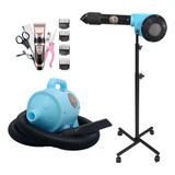 Kit Soprador E Secador Profissional Banho Tosa Pet Shop Azul