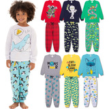 Kit Sortido 3 Pijama Comprido Infantil Menino Tam 1 Ao 10