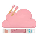 Kit Sousplat Infantil Buba Nuvem Menina Talher Silicone Luxo
