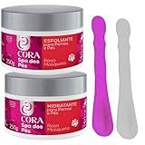 Kit Spa Dos Pés Cora Creme Esfoliante E Hidratante Rosa Mosqueta E Espátulas
