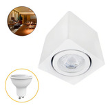 Kit Spot Quadrado Sobrepor Direcionável Gu10 Lâmpada Mr16 Cor Branco branco Quente
