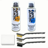Kit Spray Limpador Impermeabiliza Tênis Calçado Escovas