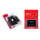 Kit Ssd 1tb Sandisk Plus Sata Iii 1000gb Velocidade Leitura 530mb s Adaptador Caddy 12 7mm Para Notebook