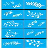 Kit Stencil Pintura Folhinhas E Ramos 10 Peças Tam 17x7 Cm