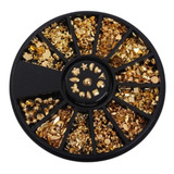 Kit Strass Dourado Unha Decoração Jóia Nail Art Manicure