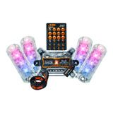 Kit Strobo Ajk Luz Rgb Led 4 Faróis 8 Cores Brinde Cordão