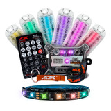 Kit Strobo Automotivo Ajk Rgb 6 Farois Função Rítmico E Vu