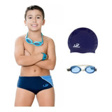 Kit Sunga Infantil Óculos Uv Touca De Natação Hammerhead