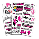 Kit Super Cartelas Stickers Girl Feminino Moto Mulher Ref 07