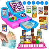 Kit Super Mercado Brinquedo Caixa Registradora Comidinhas