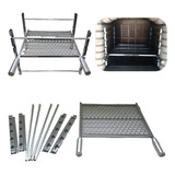 Kit Suporte Churrasqueira Grelha Inox Moeda 50 E 60cm Larg