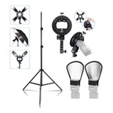 Kit Suporte Flash Bowens Rebatedor E Difusor Tripe 2 Metros