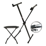 Kit Suporte Teclado Saty Em X Banco Saty Pedal Grátis 