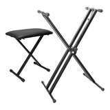 Kit Suporte Tripé P Teclado X Banqueta Saty Frete Grátis