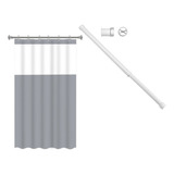 Kit Suporte Varão Banheiro 60 Até 90 Cortina Box Cinza
