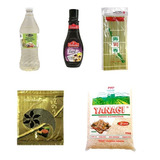 Kit Sushi Arroz Esteira Alga Nori Molho Tarê Tempero Suave