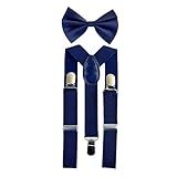 Kit Suspensório E Gravata Borboleta Infantil Azul Marinho