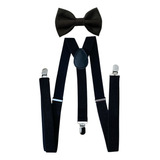 Kit Suspensório E Gravata Borboleta Preto Adulto