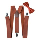 Kit Suspensório E Gravata Borboleta Terracota Adulto