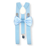 Kit Suspensório Gravata Borboleta Azul Serenity Infantil