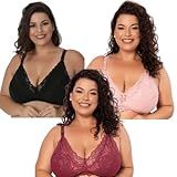 Kit Sutiã Amamentação Algodão E Renda 3 Pçs Plus Size Le Moiselle Íntima 50 Multicolorido 