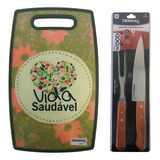 Kit Tábua De Corte Varias Estampas Faca E Garfo P Churrasco