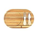 Kit Tábua De Queijo Faca E Garfo Conjunto Para Servir Mesa Jogo Peças Madeira Corte Petiscos Frios