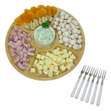 Kit Tabua Para Frios Com Molheira E 6 Garfinhos Para Petisco