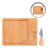 Kit Tábua Petisqueira Madeira Frios Queijo Com Faca