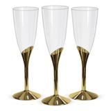 Kit Taça Champagne Base Dourada C 6 Unid Silverplastic