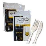 Kit Talher Garfo Faca Descartável Inquebrável Churrasco 100u