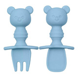 Kit Talher Treinamento Buba Silicone Azul Com Escudo Ursinho