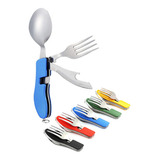 Kit Talheres Camping Faca Garfo Colher Abridor Canivete