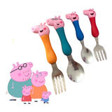 Kit Talheres Crianças Bebês Desenho Peppa Pig Garfo E Colher
