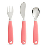 Kit Talheres Infantil Com Garfo Faca E Colher Munchkin Rosa
