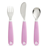 Kit Talheres Infantil Com Garfo Faca E Colher Munchkin Roxo