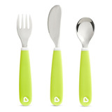 Kit Talheres Infantil Com Garfo Faca E Colher Munchkin Verde