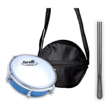 Kit Tamborim Pele Leitosa Torelli Azul Bag E Baqueta Tripla
