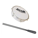 Kit Tamborim Pele Leitosa Torelli Tt 404 Bco Baqueta Dupla