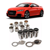 Kit Tampa Aluminio Cromado Bico Pneu Audi Preto A3 A4 A8 Q3