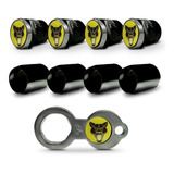Kit Tampa Bico Antifurto Pneu Roda Metal Preto Todas Marcas