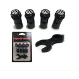 Kit Tampa Bico Válvula Antifurto Pneu Capa Preto Volkswagen