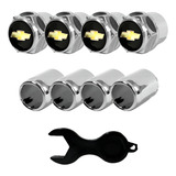Kit Tampa Capinha Capa Válvula Bico Pneu Cromado Chevrolet
